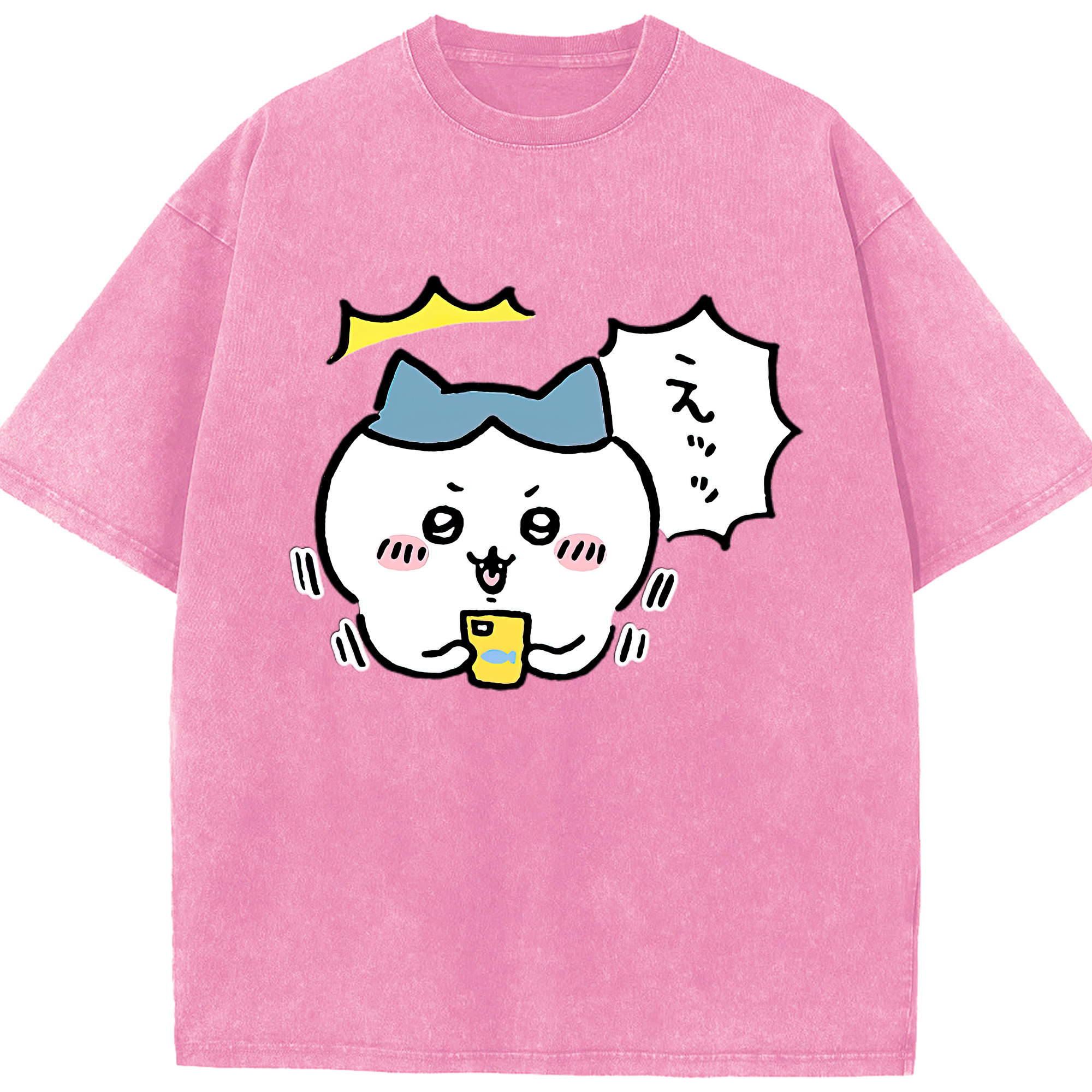 （画像用） ちいかわ ハチワレ Chii-kawa hachiware 綿100% ヴィンテージ風 半袖Tシャツ（フロントプリント）